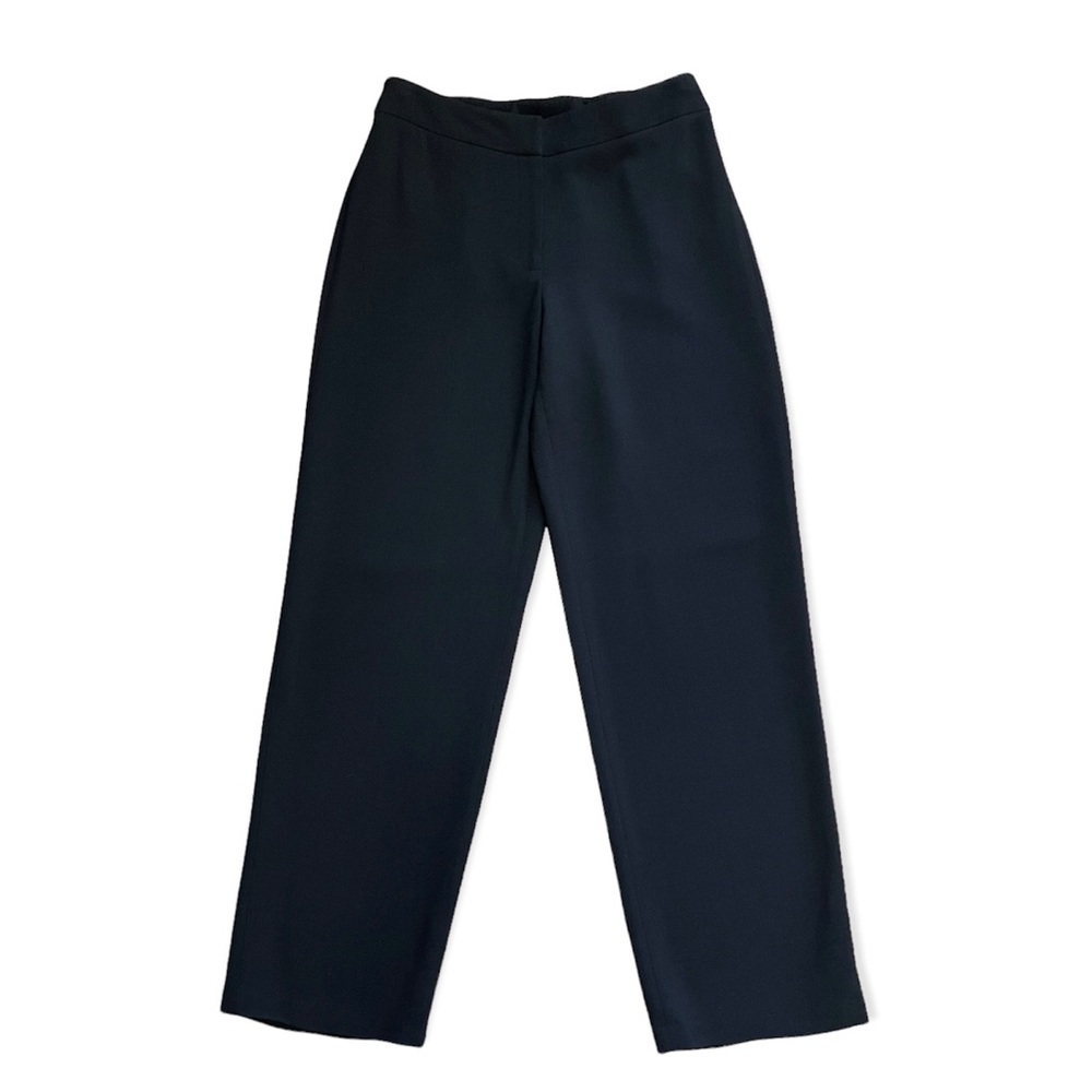 Eileen Fisher Wool Blend Relaxed Straight High Rise Pant Black Small